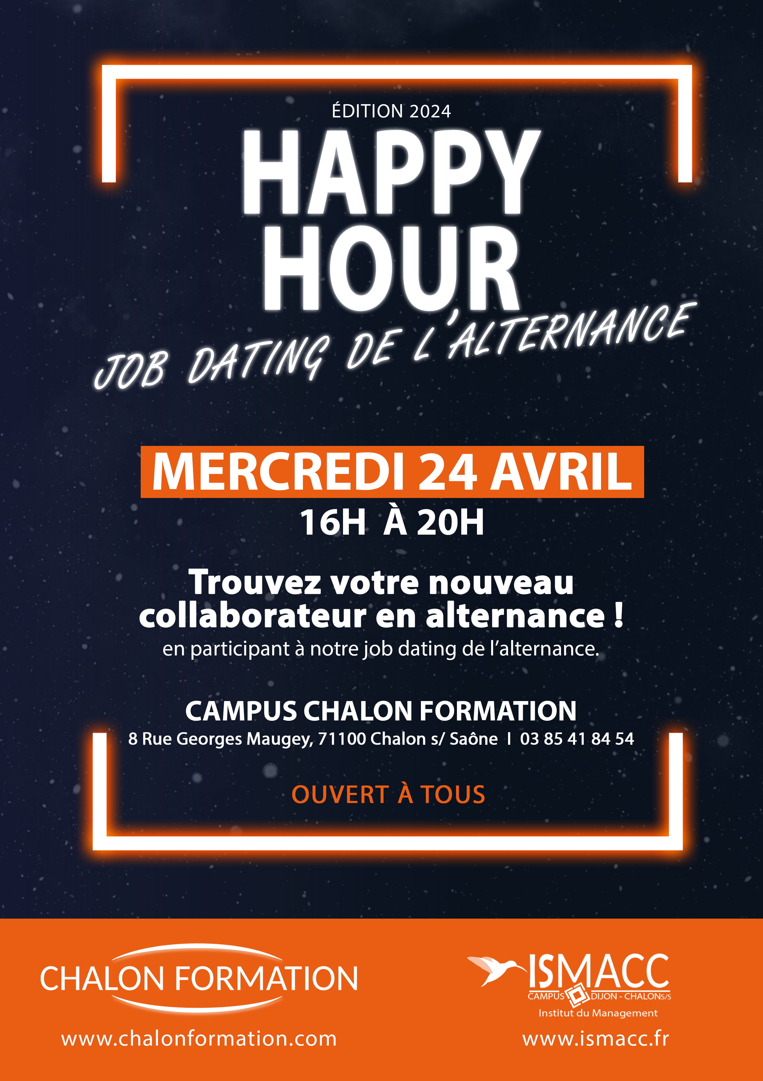 Happy Hour Job Dating de l'alternance à Chalon Formation prévu le mercredi 24 avril 2024
